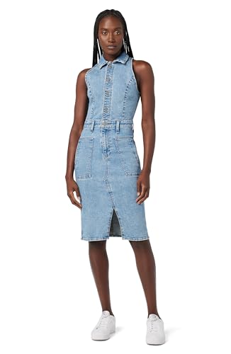 Image of Hudson Women's Sleeveless Collared Halter Utility Dress with Pockets