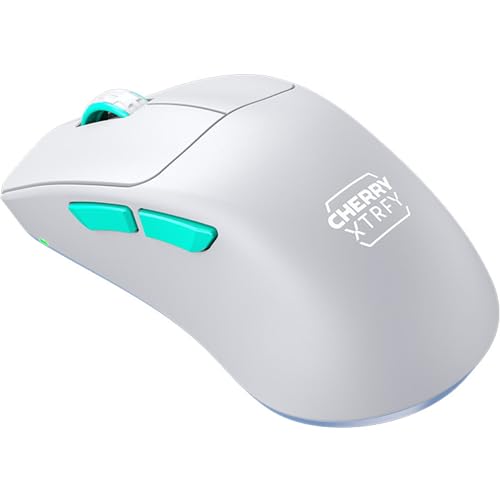 CHERRY XTRFY M64 WIRELESS, Ratón Inalámbrico Ultraligero de Gaming, 2.4 GHz RF, Optimizado para eSports, Forma Ergonómica con Parte Frontal Extra Baja, Blanco