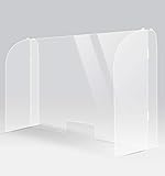 ShieldPix 48x28' Protective Sneeze Guard with Full Side, Acrylic Barrier Shield for Counter or Desk, Transparent Plexiglass Protection from Sneezes or Other Droplets with 5x11 Cutout Slot