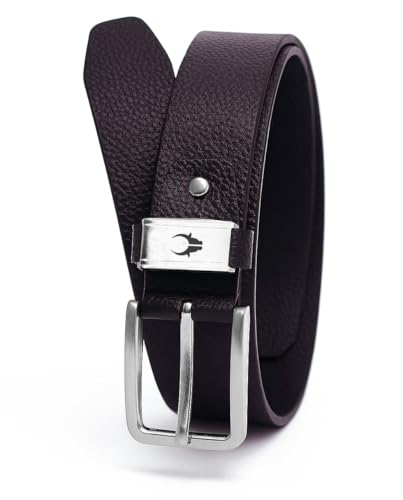 Image of WildHorn Men's Genuine Leather Belt - Premium Black Formal & Casual Wear | Durable Metal Buckle | Stylish Textured Finish