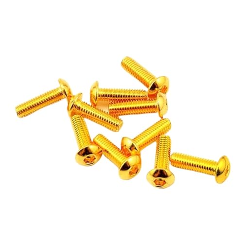 10pcs Grade 12.9 Half Round Head Plating Titanium Gold Hex Screw M2 M2.5 M3 M4 M5 Hex Socket Screw Length 3-35mm(16mm,M2.5)