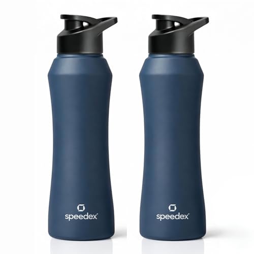 Image of Speedex Stainless Steel Water Bottle 1 Ltr, 1000 ml Metal Bottle For Daily, Office, School, Gym, Travel Use for Men, Women, Kids, Adults-Leak Proof Sipper Cap, BIS Approved, Teal Blue, Set of 2