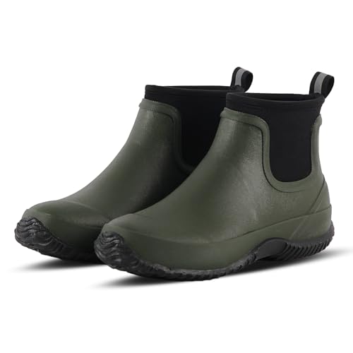 Men's Rain Boots, Waterproof Rubber Garden Boots for Men, Men's Outdoor Work Ankle Shoes, Non Slip Short Mud Boots for Hunting Fishing