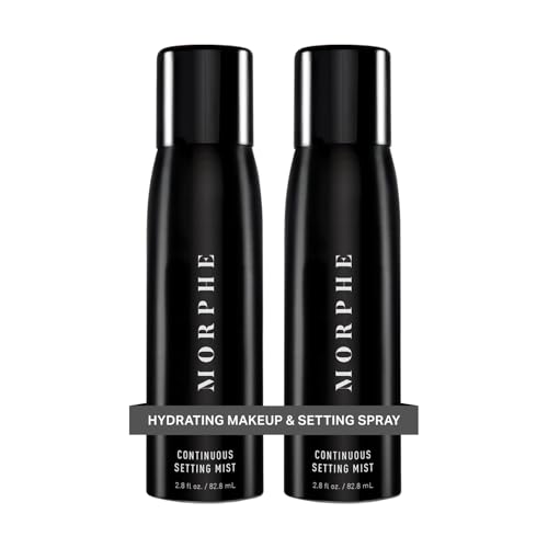 Morphe Continuous Setting Mist - Micro-Fine Makeup Setting Spray with a Natural Radiant Finish - Helps Makeup Resist Caking or Fading & Increases Wear of Foundation (2 Count, 2.8 fl oz)