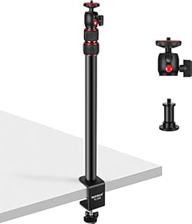NEEWER Extendable Camera Desk Mount with 1/4" Ball Head, 17-40 Adjustable Table Light Stand with 1/4" screw Adapter and C Clamp for DSLR Camera, Ring Light, Live Stream, Vlog, Max Load: 6.6lb/3kg