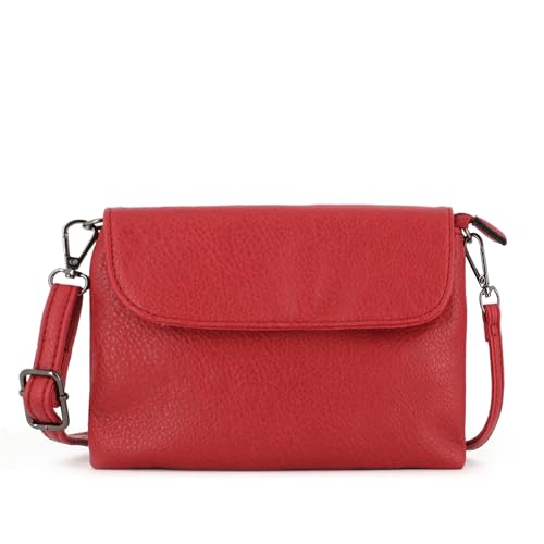flora & co - Petit Sac Bandoulière Femme PU Cuir Souple - Sacoche A Rabat Style Messenger Porté Epaule - Pochette Besace A Lanière Léger Mariage Fête -...