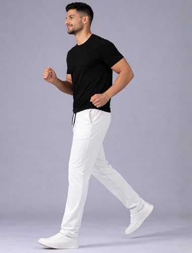 Image of Paralians Men's Polyester Straight Fit Track Pants with Flexi Waistband, Stretchable Mid-Rise Joggers for Sports, Gym & Casual Wear Pants Men
