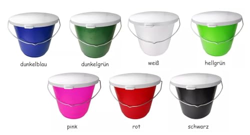 netproshop 12 Liter Eimer Groß mit weißem Deckel Lebensmittelecht mit Skala Futtereimer Haushaltseimer, Farbe:Pink