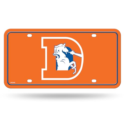 Rico Industries NFL Football Denver Broncos Modern Retro Metal Auto Tag 6 x 12 - Great for Truck/Car/SUV