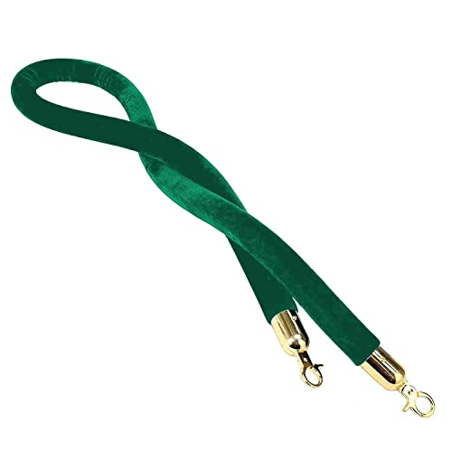 LILANAI Samt Stützseil Mit Goldenen Haken, Warteschlangen-Barriere-Seil Crowd-Control-Linie, Für Den Roten Teppich Kino Hotels Restaurants Hochzeit Filmraum (Color : Green, Size : 0.6m/24inch/2ft) Cover