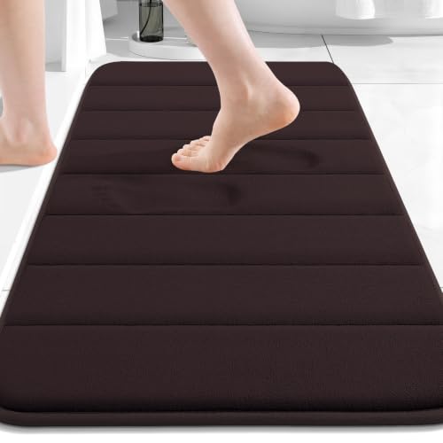 Image of Buganda Memory Foam Soft Bath Mats Non Slip Absorbent Bathroom Rugs Rubber Back (20 x 32, Brown)