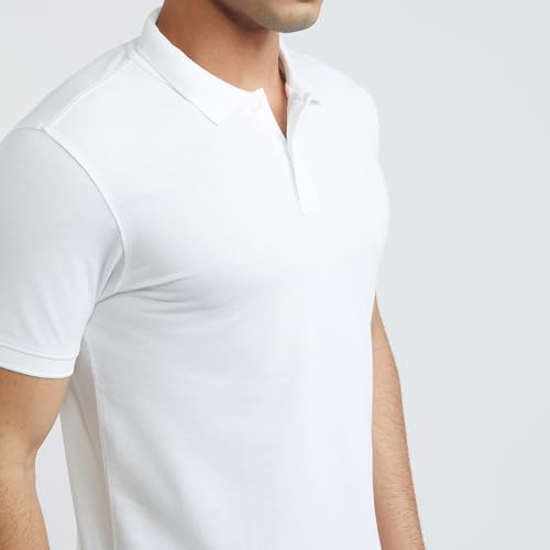 Image of Parx Men Regular Fit Solid Pattern Cotton Polyester Blend Half Sleeve Polo Neck Casual T-Shirt
