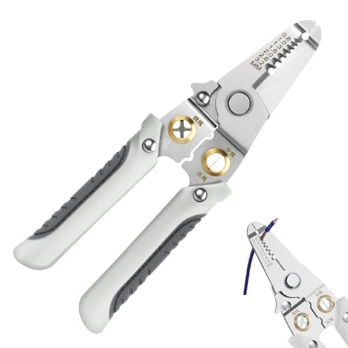 Evilia Ecom Special Wire Stripper for Electrician, 6 in 1 Multifunction Wire Pliers Tool for Electric Cable Stripping Cutting Cable Stripper and Crimping (Grey)