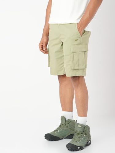 Image of Wildcraft Solid 6-Pocket Cargo Shorts, Comfortable, Regular Fit