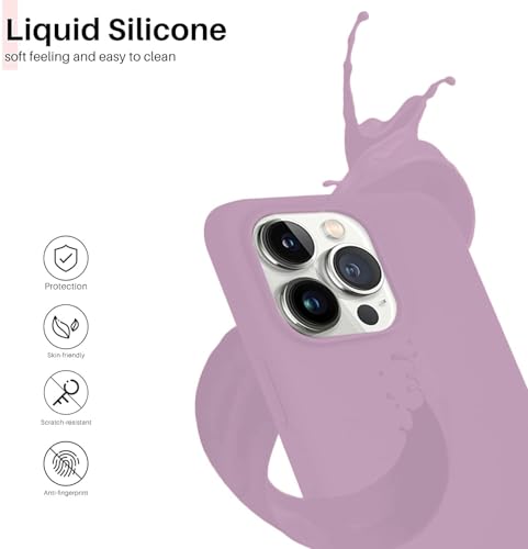 Image of Elzzi Microfiber Candy Case Compatible for iPhone 14 PRO MAX, Shockproof Slim Back Cover Liquid Silicone Case (Lilac)