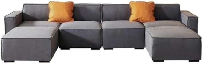 U Shape Sofa,Modular U Shape Sectional Sofa,Comfortable Linen Fabric Sofa for Living Room