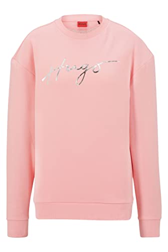 HUGO Damen Easy Crew 1 Sweatshirt aus gebürstetem Terry mit...