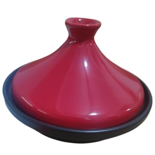 Emidor 耐熱陶器鍋、卓上鍋、キャセロール、耐熱、蒸し器、円錐形、蓋付き、セラミック、均一加熱、家庭用スープ蒸し、キッチン用品、直火、食器、レストラン、ホテル、商業用に適しています (20cm,B)