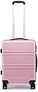 Kono 55cm Hard Shell Cabin Case 38L Carry On Hand Luggage 4 Wheeled Spinner Suitcase with TSA Lock (Pink)