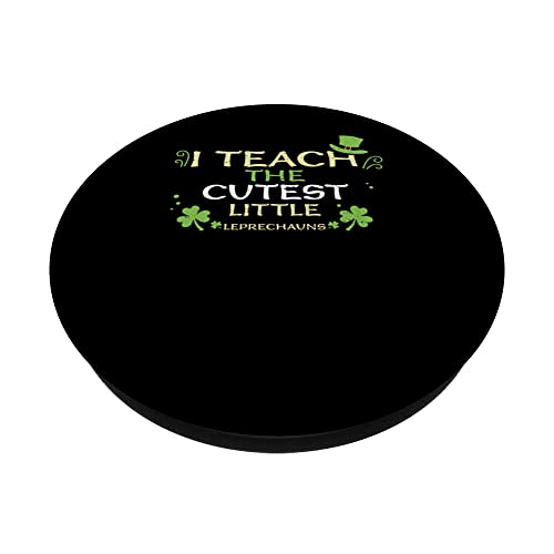 Teacher: I Teach The Cutest Little Lepr... St. Patrick's Day PopSockets Swappable PopGrip, Black - Image 2