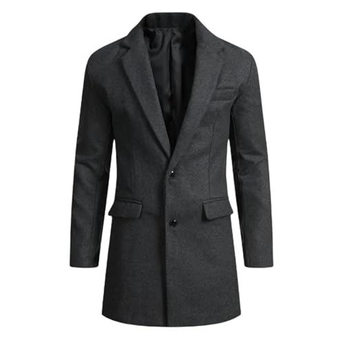 Men's Jackets Officewear Outerwears Casual Suit Lapel Coat Solid Jackets Mid-length Single-Breasted Suits