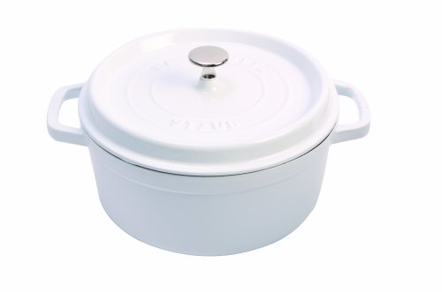 Staub Cast Iron Round Cocotte, 4-Quart, White
