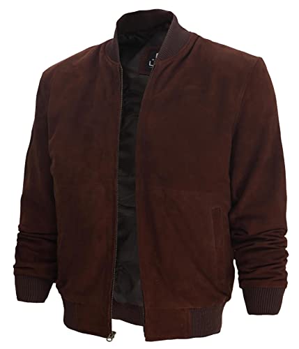 Image of fjackets Real Suede Leather Bomber Jackets For Men - Baseball Leather Jacket Men Disc | [1108786] Adamsville 2XL