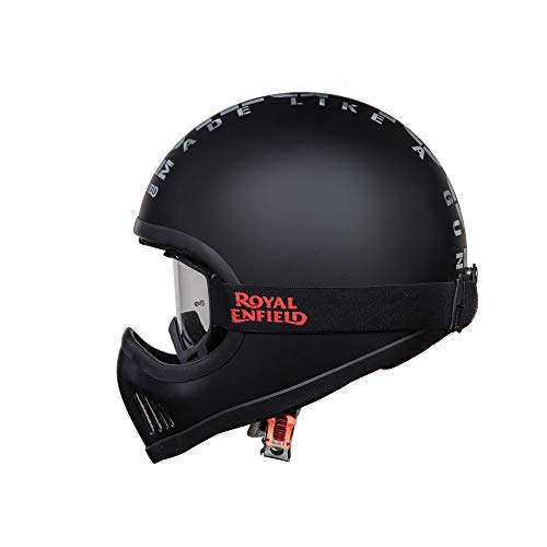 Image of Royal Enfield Enduro Full Face Camo MLG Helmet with Goggles Matt Black, Size: M( 57-58cm)