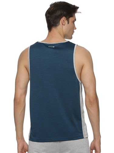 Image of DOMIN8 Men's Sleeveless Stretchable & Breathable Training Tank Tops | Muscle Tees I Melange Effect Fabric I Contrast Piping Vest | Moisture Wicking Top for Men | Activewear for Gym, Running