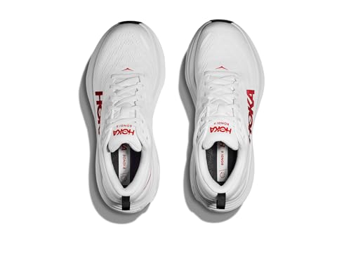 HOKA Hoka Men's Bondi 8 White/Vermillion 7 Medium