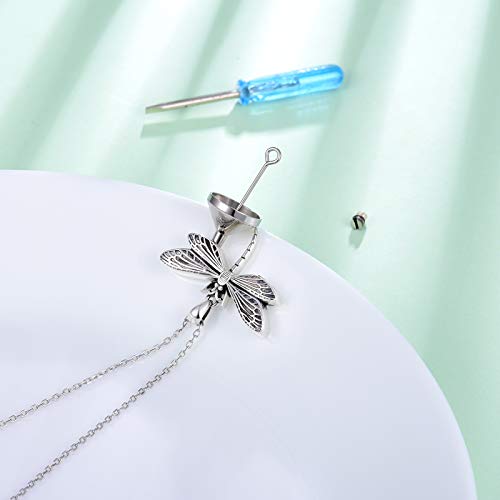 925 Sterling Silver Cremation Jewelry Dragonfly Butterfly Urn Necklace Hold Two Dual Ash Necklace for Loved Ones Cremains Keepsake Memorial Gift for Women4