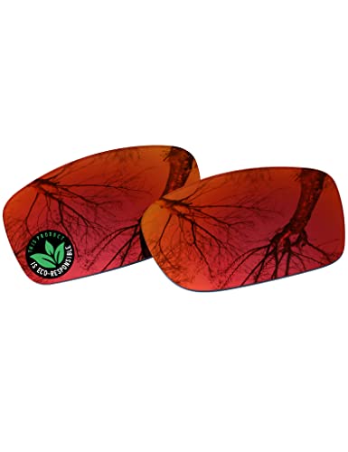 Image of Raydi Polycarbonate Replacement Lenses for Arnette Slickster AN4185 Rectangular Sunglasses - Fire Red Mirror - Polarized