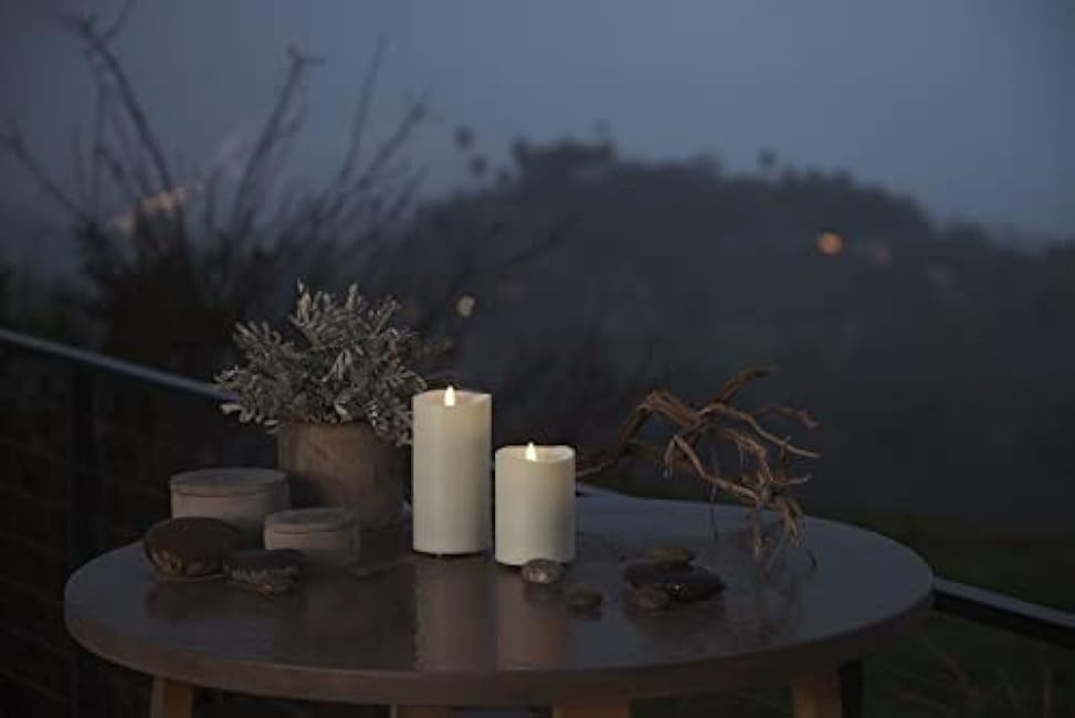 Luminara Realistic Artificial Moving Flame Outdoor Pillar Candle - Moving Flame LED Battery Operated Lights for Outside Christmas, Thanksgiving - Remote Ready - Remote Sold Separately - 3.25 x 5