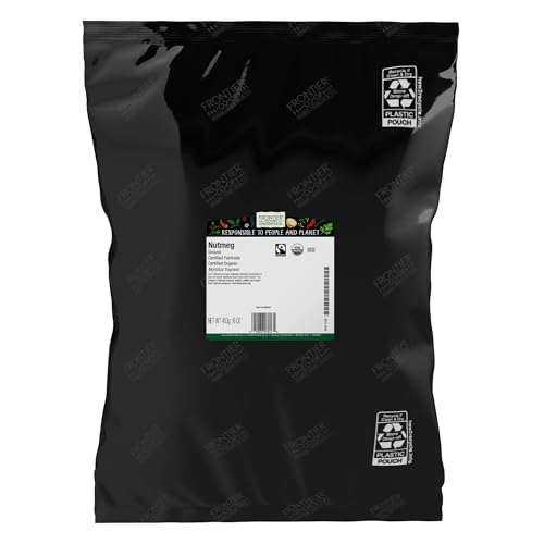 Frontier Co-op Nutmeg Ground, 1lb Certified Organic Nutmeg Powder - Fair Trade, Kosher | 1 Pound Bulk Bag | Wholesale Cafe, Restaurant Supply | Myristica fragrans