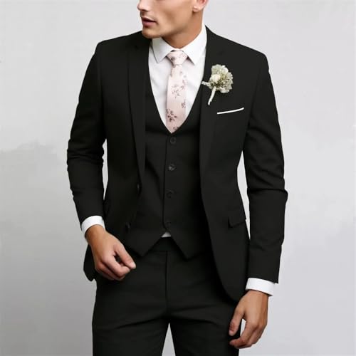 Men Formal 3 Pieces Suit Blazer Vest Pants Set Tuxedo Classic Wedding Dresses Prom Business Suit4