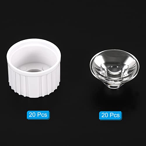 Image of PATIKIL 20mm LED Lens 60 Degree with Plastic Holder, 20 Set Acrylic Optical Lenses for 1W 3W High Power LED Light, White /Transparent