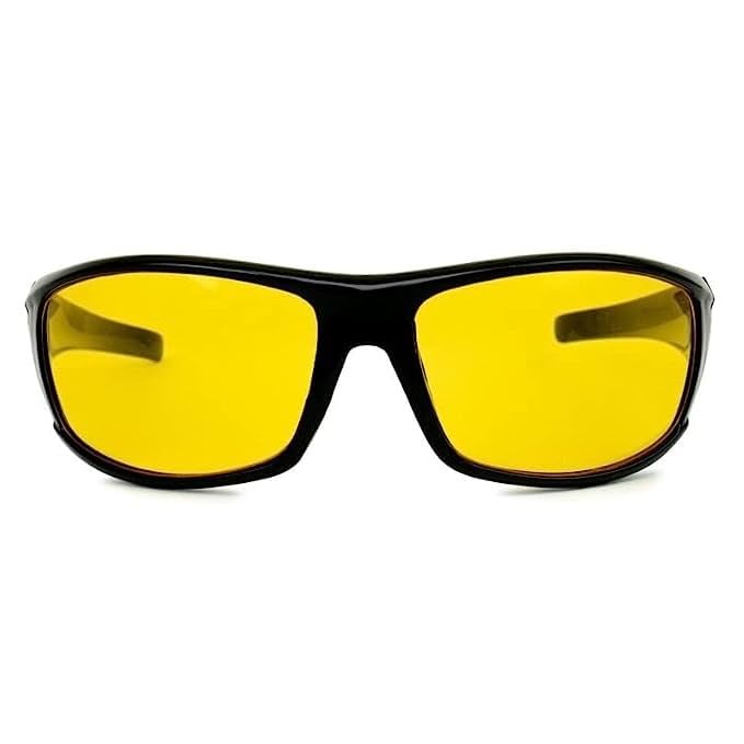 SpiderJuice 1Pc Warp Around Yellow HD Vision UV Protection Day and Night Driving Bikes Car Anti-Glare Polarized Goggles Glasses Sunglasses Chashma Specs for Men Women Unisex-picture-47