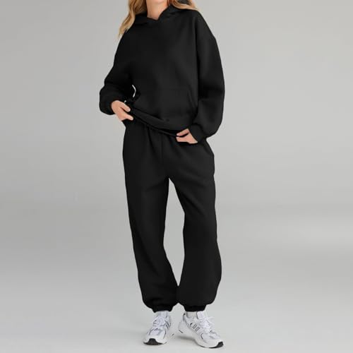 Womens Sweatsuits 2 Piece Set Comfort Plain Oversized Hoodie Jogger Sweatpants Set Matching Sweat Sets Fall Outfits2