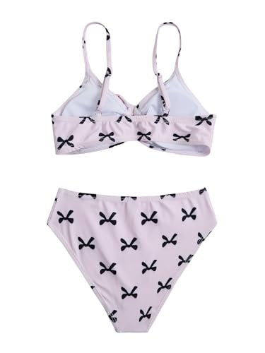 Image of COZYEASE Girls' 2 Piece Ditsy Floral Print Knot Front Ruched Triangle Bikini Swimsuit