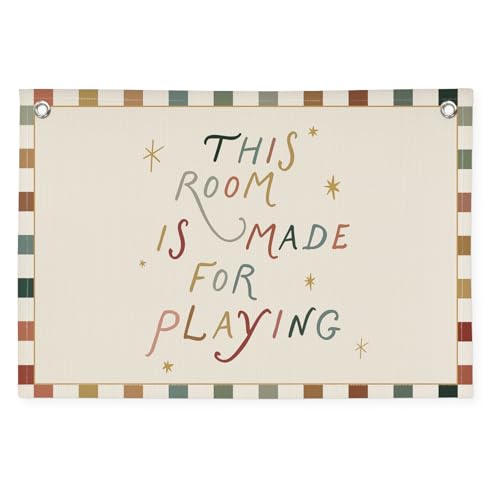 Image of XYDEG Playroom Decor Canvas Banner, Boho Nursery This Room Is Made for Playing Flag Wall Decor, Playroom Wall Hanging Flag Decorations for Kids Boy Girl Nursery Toddler Room Bedroom, 30x20 Inch