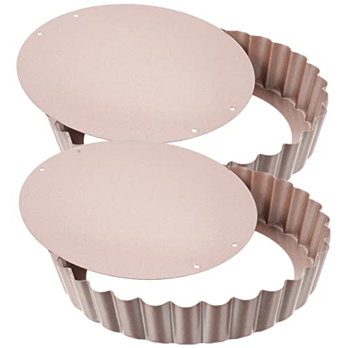 SOLUSTRE 2pcs Non-stick Quiche Pans with Removable Bottom Molds for Baking Tarts Cakes and Desserts for Home and Special Occasions