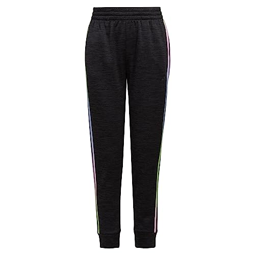 adidas Girls' Elastic Waistband 3-Stripe Gradient Poly Mélange Fleece Jogger