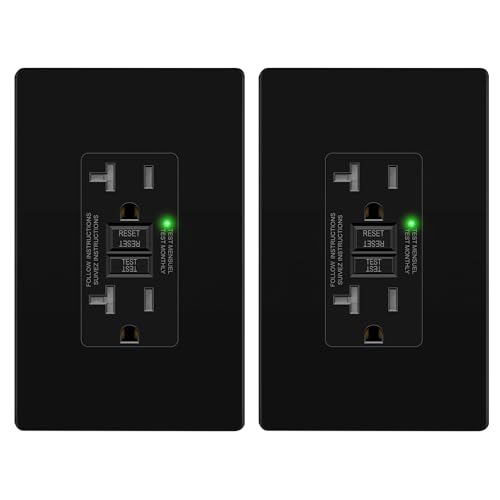 LIDER GFCI Outlet 20Amp, GFCI Receptacle, ETL Listed, Matte Black, 2-Pack