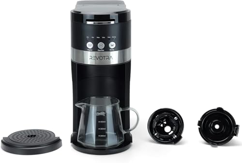 Image of REVOTRA Single Serve Coffee Maker for Pods & Ground Coffee, 6 to 14oz Brew Sizes, Strong Brew Option, Fast Brewing, Compact Design with Removable 40oz Reservoir, Travel Mug Friendly