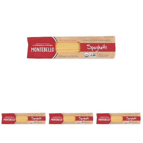 Montebello, Organic Spaghetti Premium Italian Pasta, 16 oz. (Pack of