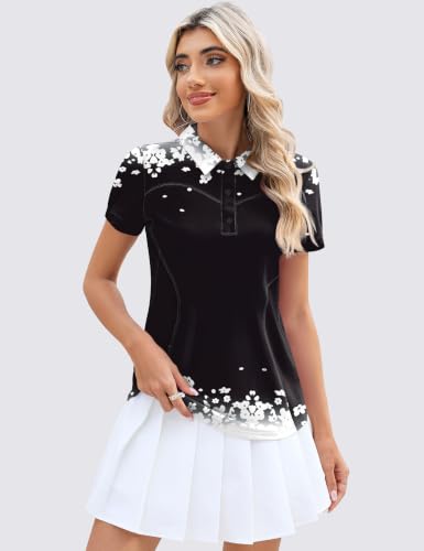 Image of TFSDOD Womens Golf Polo Shirts Collared Short Sleeve T Shirt Lightweight Moisture Wicking Polo Casual 3 Buttons Outfits