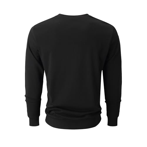 VEIISAR Herren Sweatshirt mit Rundhalsausschnitt Männer Basic Pullover Langarmshirts Freizeit Sport Shirt (616 Black 3XL)