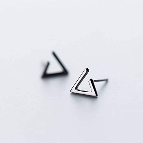 Forme géométrique Noire et Argent S925 pour ces boucles d'oreilles triangle uniques