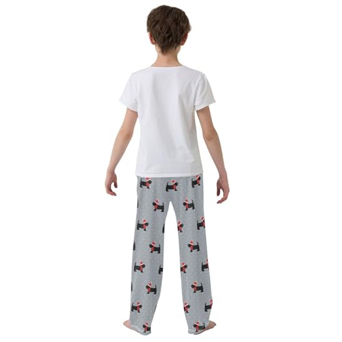 Boys' Pants Cute Terrier Dogs Xmas Hat Dots Long Bottoms Jogger Pants Elastic Waist Trousers with Pockets S-XL3