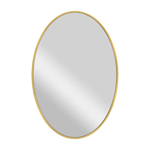 Image of MCS Master & Co. Modern Metal Large Wall Mirror, Minimalist Home Decor Oval Mirror for Living Room, Bedroom, or Bathroom, 21 by 31 Inch, Brass